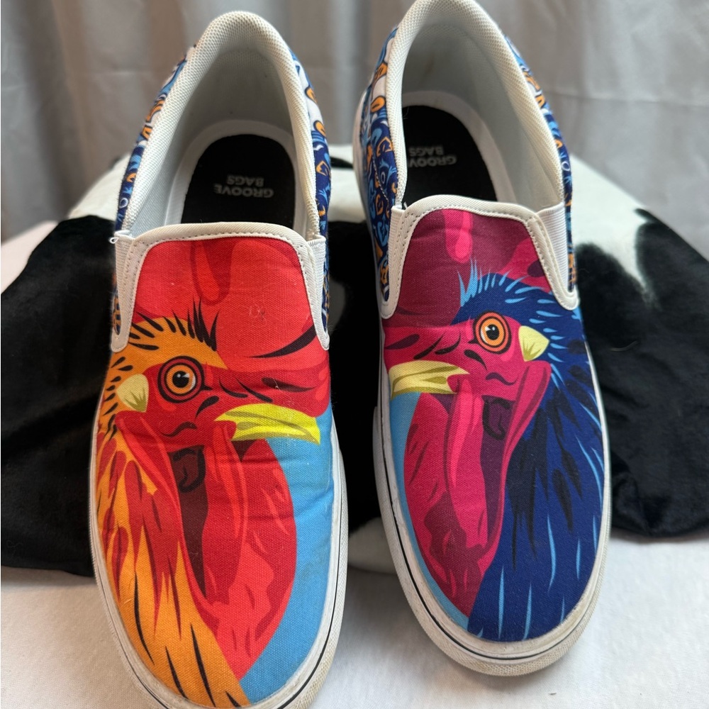 Colorful Rooster Slip-On Sneakers